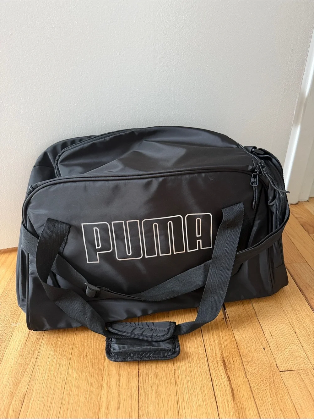 Puma Black Duffel Bag with Cream Puma Logo